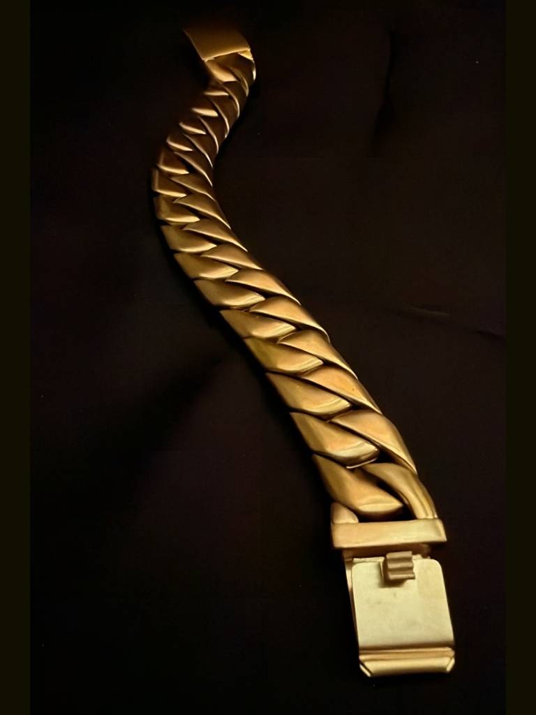 Matte Gold Chunky Cuban Link Bracelet For Men | Stainless Steel : MATB871MGCB