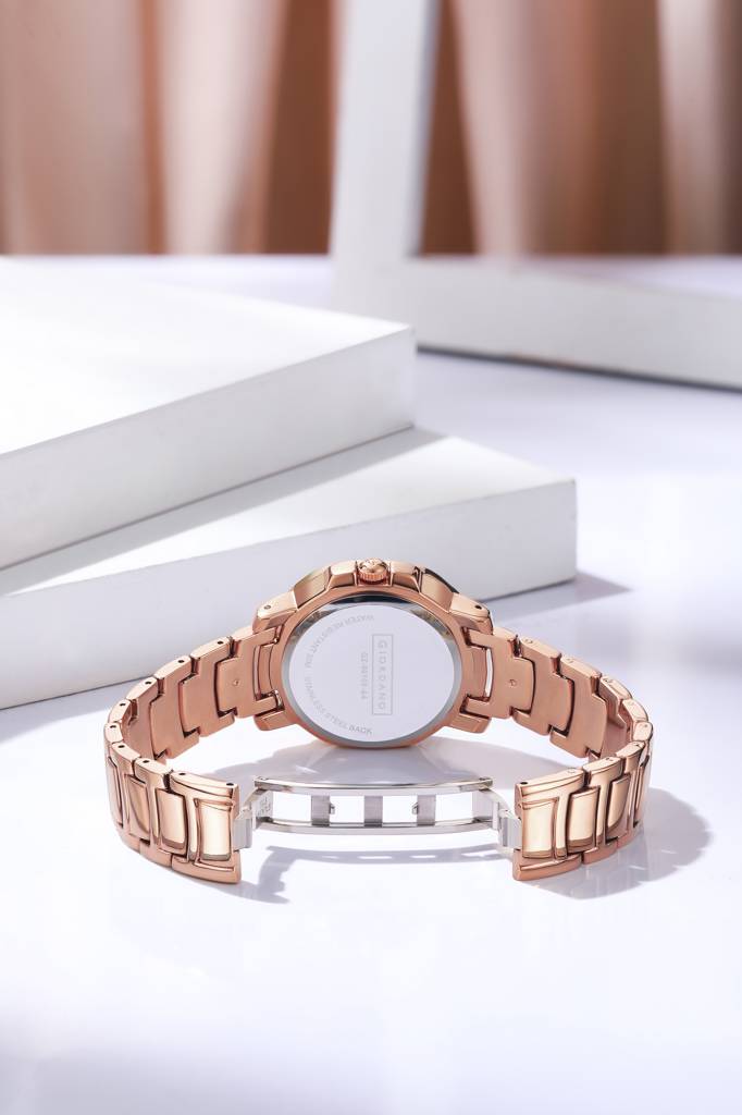 Giordano Analog Dress Watch For Women With Square Dial, Crystal-Accented Bezel And Stainless Steel Strap : GZ-60109-44