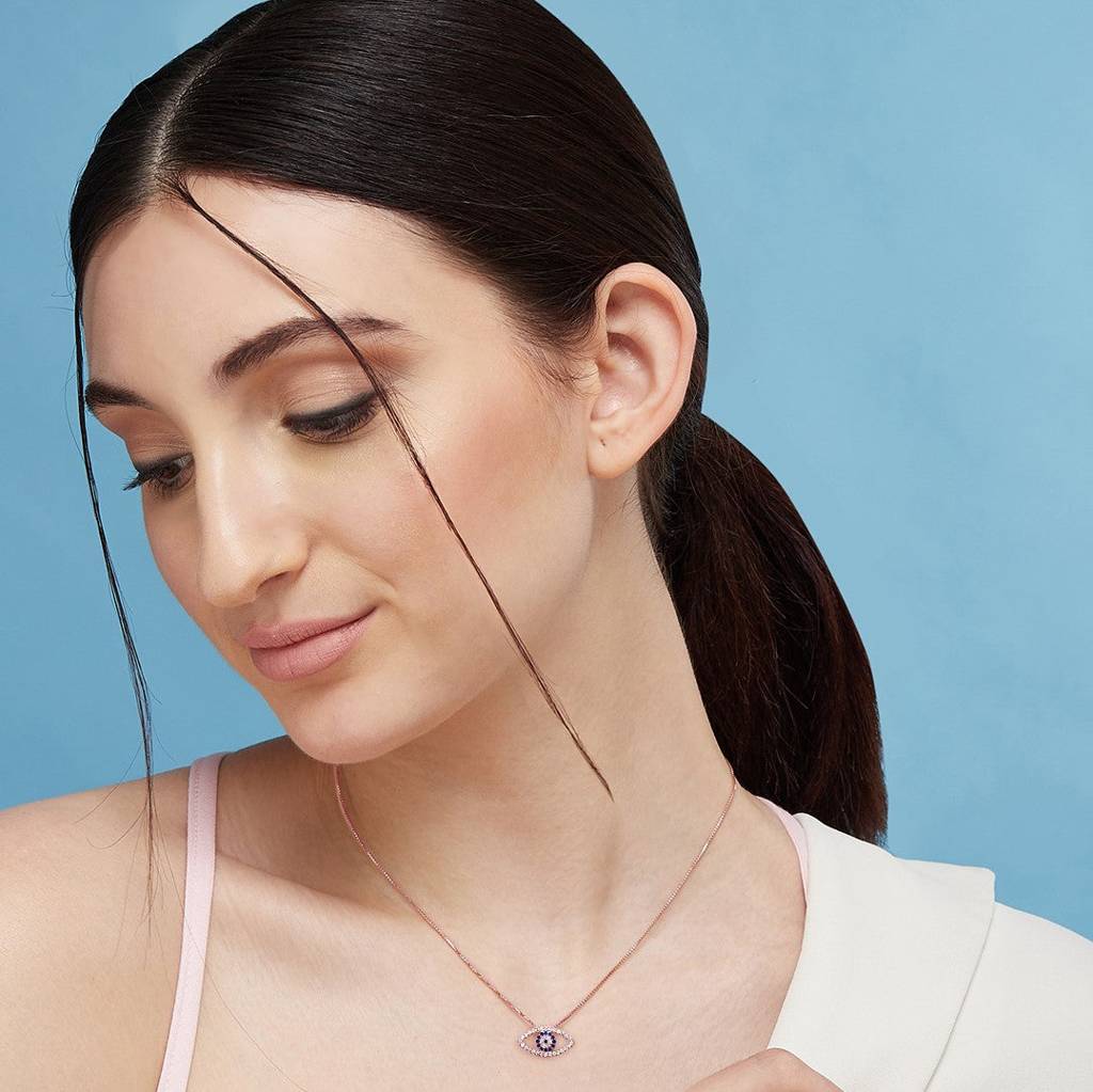 Evil Eye 925 Silver Rose Gold Necklace : NL-30074
