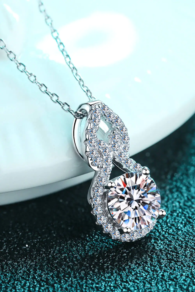 1 Ct Infinity Spark Silver Moissanite Pendant : HaloPendant_1ct