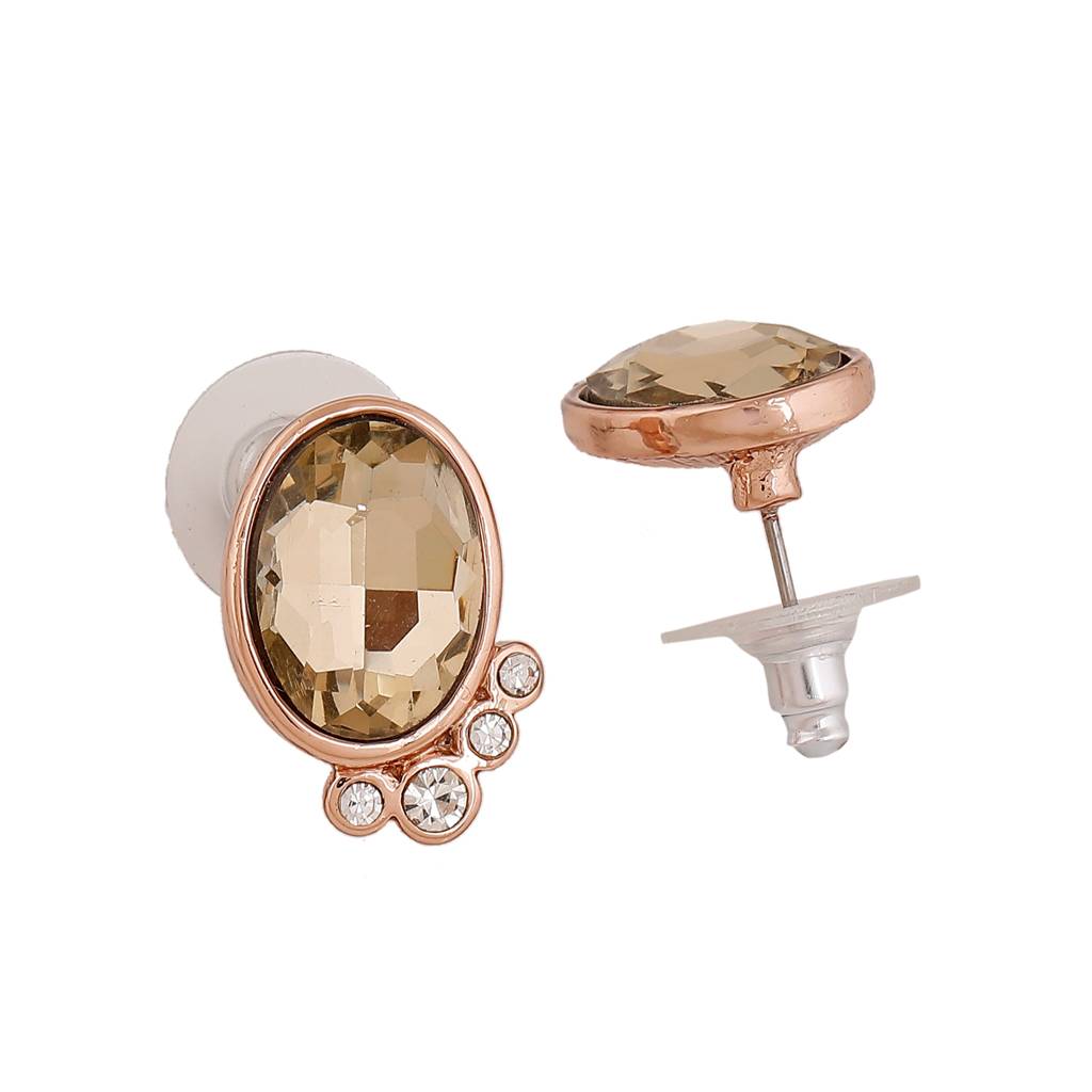 Estele Rose Gold Plated Dazzling Stud Earrings For Women : 653706-RGER