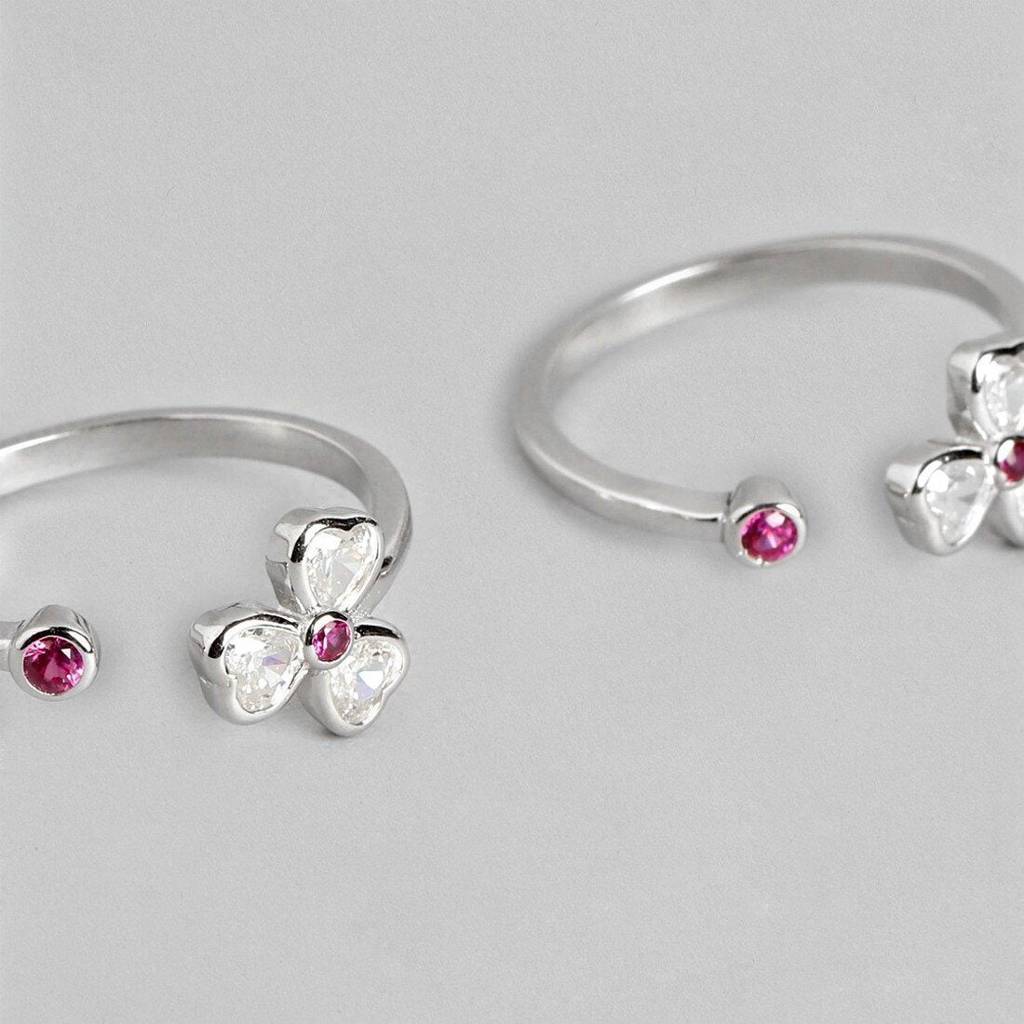 Tiny Flora Adjustable 925 Silver Toe Ring : TOE-10019