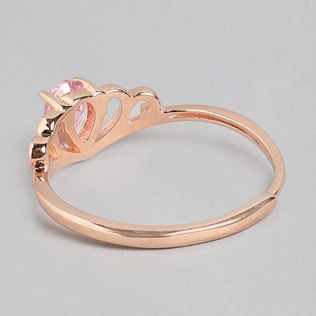 Pink Princess 925 Silver Ring In Rose Gold (Adjustable) : RNG-40021