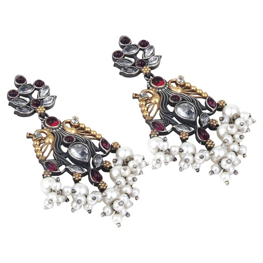 Dual Tone Drop Earring : F23MHER032SLV