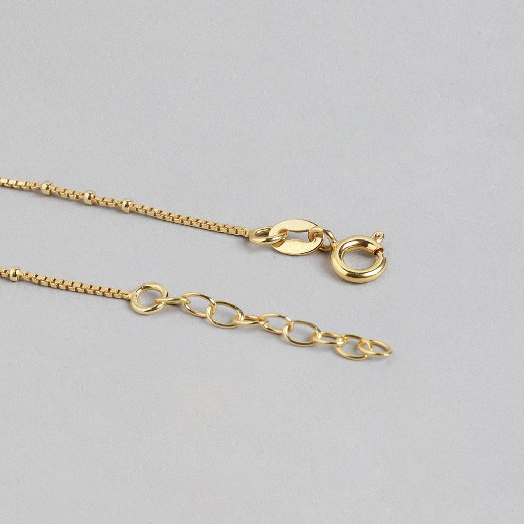 Golden Heartstrings 925 Sterling Silver Gold-Plated Chain Anklet : ANK-60137-PAIR-G