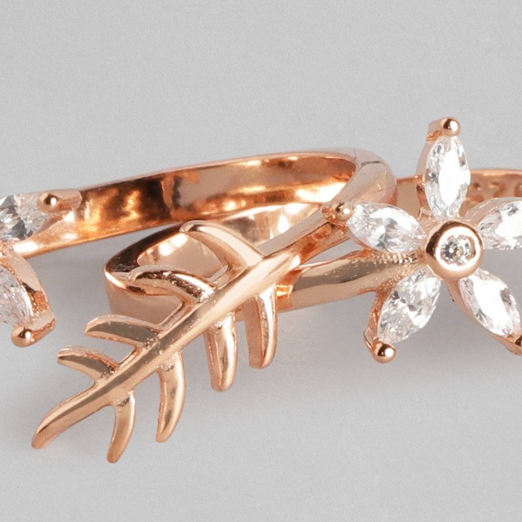 Touch Of Nature Rose Gold 925 Silver Toe Ring : TOE-10027