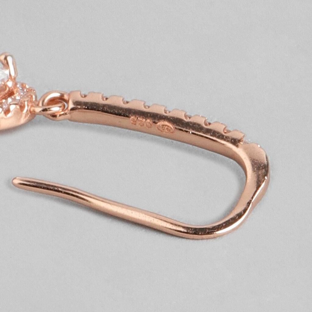 Chic Goddess Rose Gold Fish Hook 925 Silver Earrings : EAR-20066