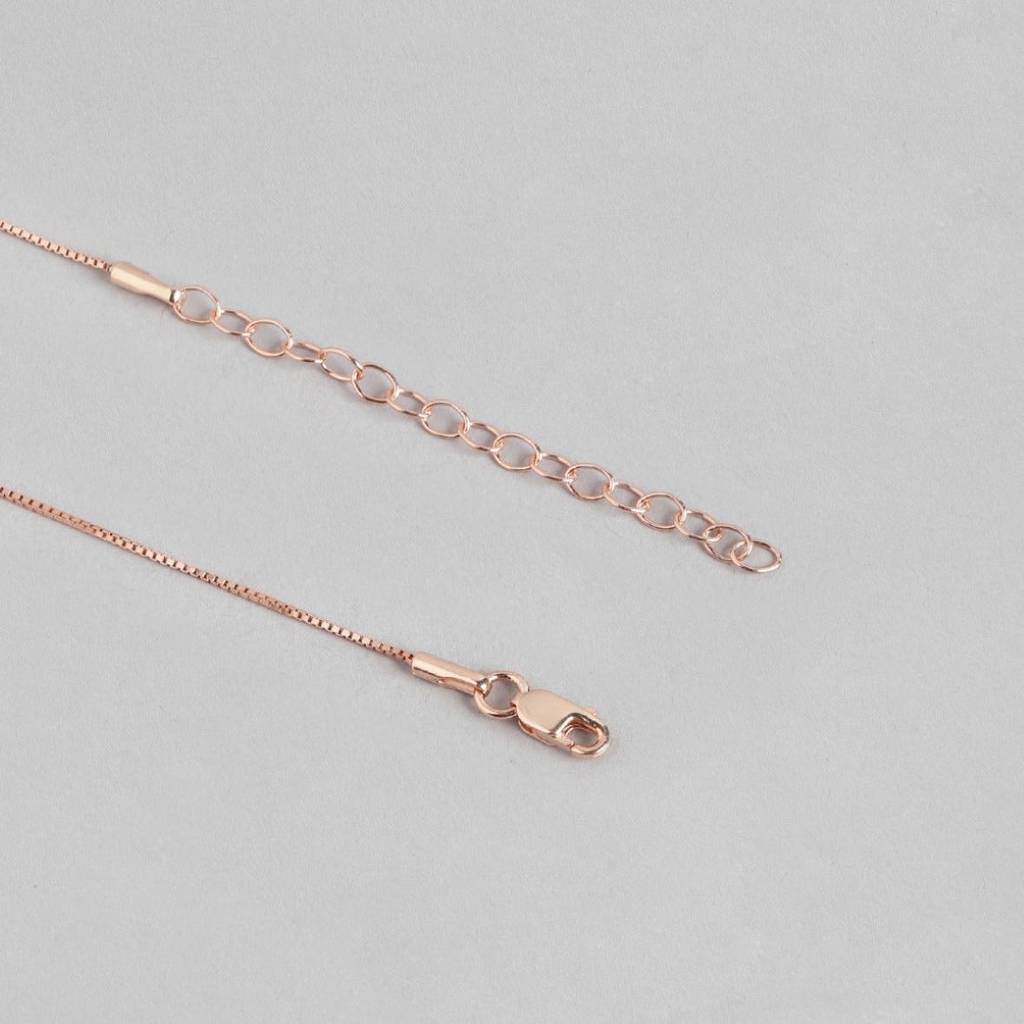 Rosy Halo Rose Gold-Plated Circular Cz 925 Sterling Silver Pendant With Chain : PEN-30108_C-RG