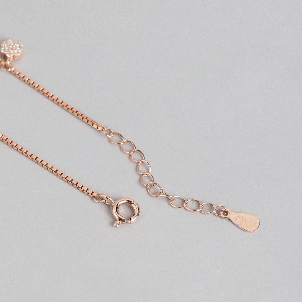 Radiant Rose 925 Sterling Silver Rose Gold-Plated Bracelet With Cubic Zirconia : BR-80242-RG