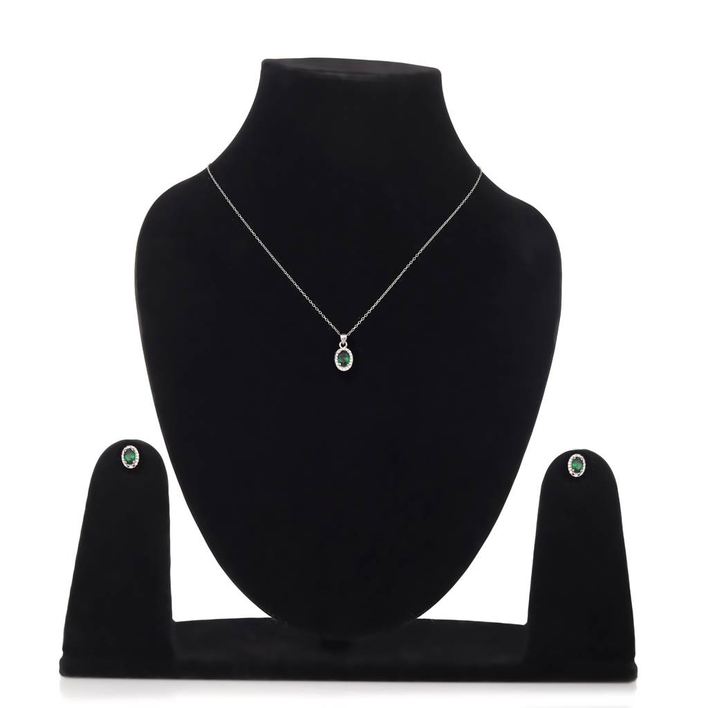 Iski Uski 925 Sterling Silver Jessa Emerald Pendant Set