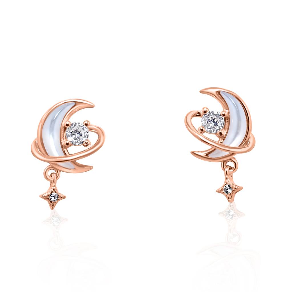 925 Pure Silver Zircon Studded Rose Gold Chain Pendant Set-Cps1024 : CPS1024