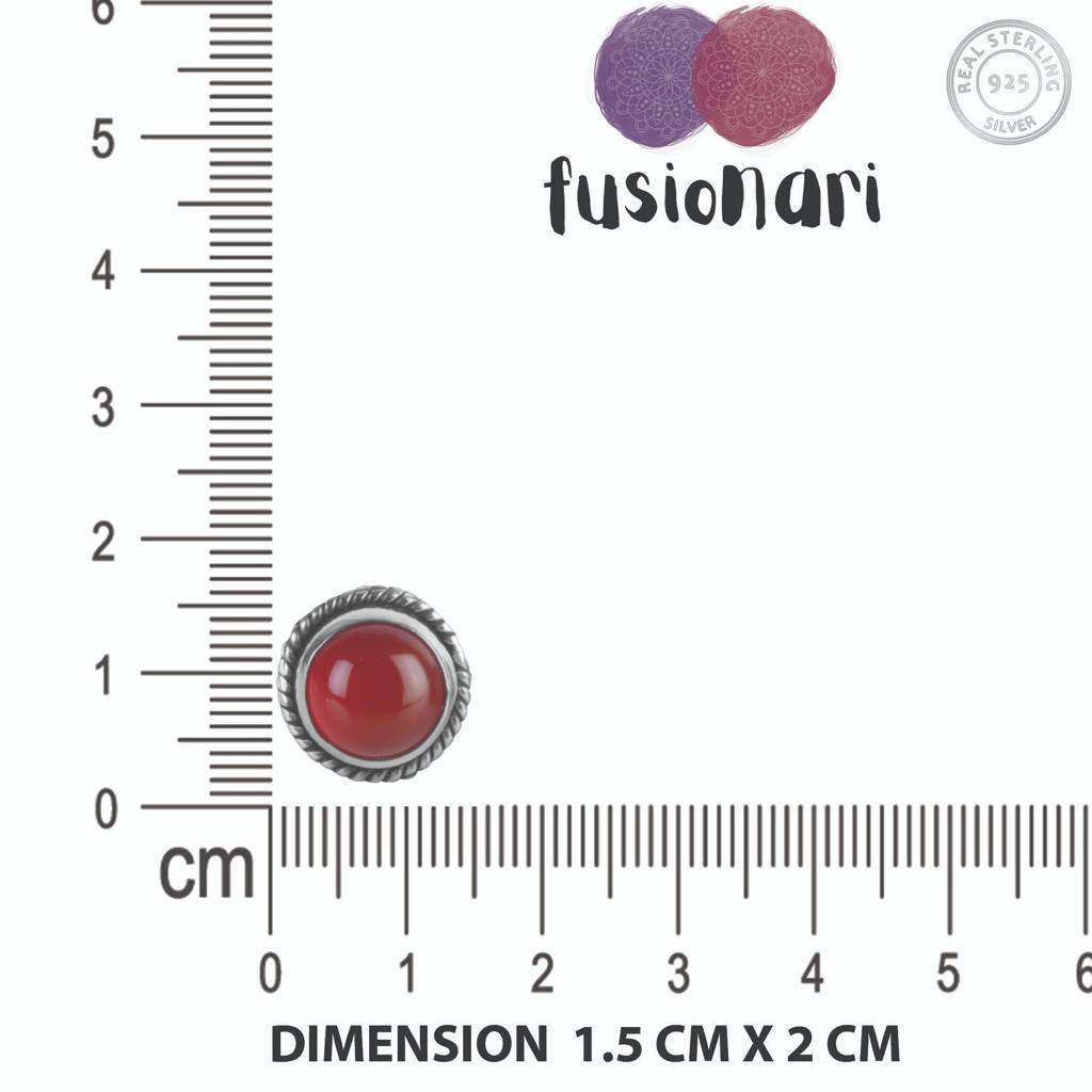 925 Sterling Silver Carnelian Stud Earrings For Women | Minimal Gemstone Eartops For Daily Wear : FU-0797