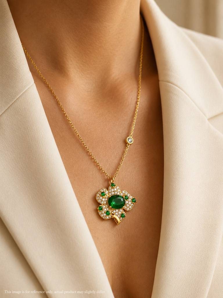Boccio Pave Flower Necklace & Earring Set, 18K Gold-Plated : SET1019ESSS
