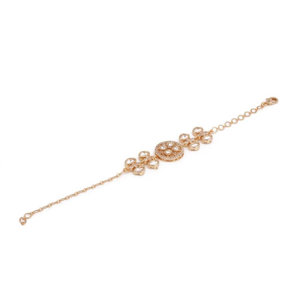 Elegant Gold-Tone Multi-Strand Kundan Bracelet : S24MRBR633GLD