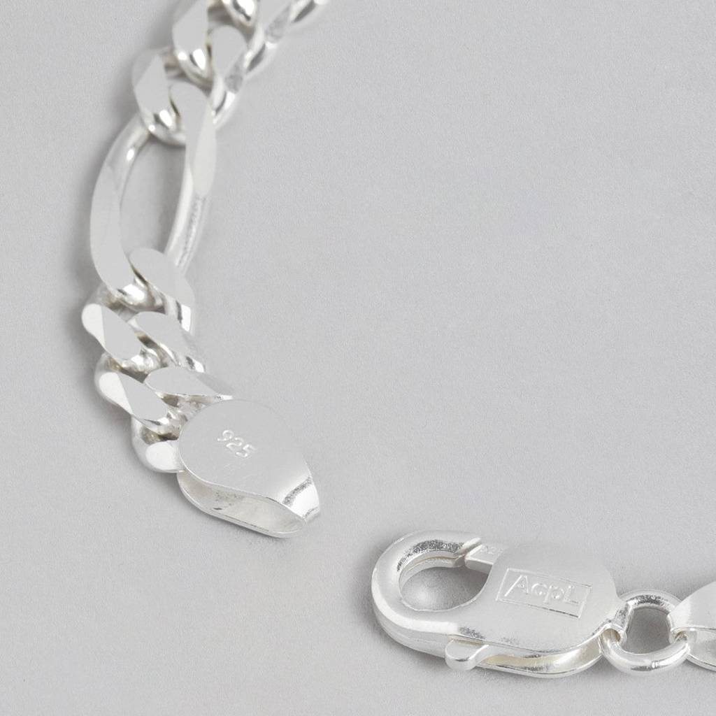 Timeless Silver Elegance 925 Sterling Silver Plated Bracelet For Him : BR-80300-S