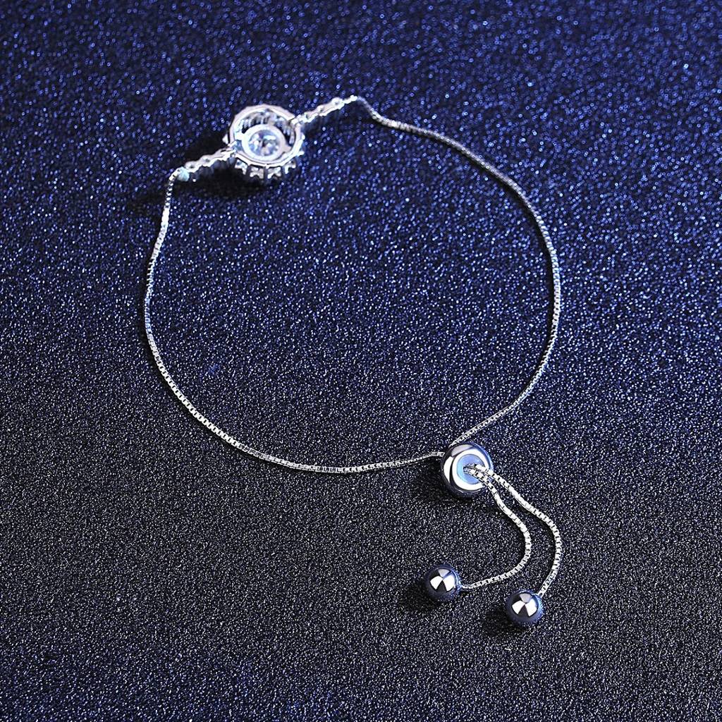 1 Ct Flower Pattern 925 Sterling Silver Adjustable Round Moissanite Bracelet : FlowerPattern_1ct_MSB-006