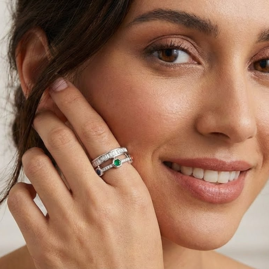 Textured Pave Silver Plated Ring For Women | Contemporary Statement Jewelry : 527787985