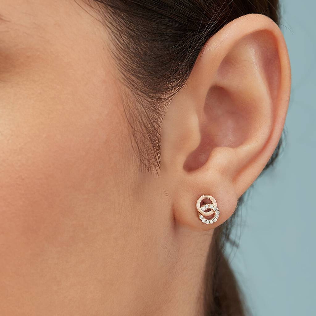 Duality In Gold 925 Sterling Silver Jewelry Set With Twin Circles : JS-70022_C-G