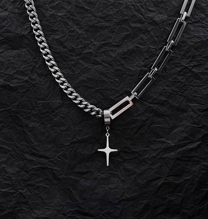 Silver Plated Criss Cross Pendat Chain : ATO0624P019S