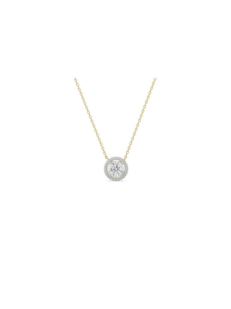 1 Ct Round Halo Glistening Lab Diamond Pendant : P761