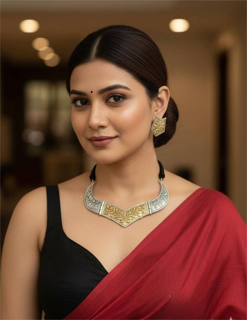 Vriksha Dual-Tone Necklace Set : OXYNS1675