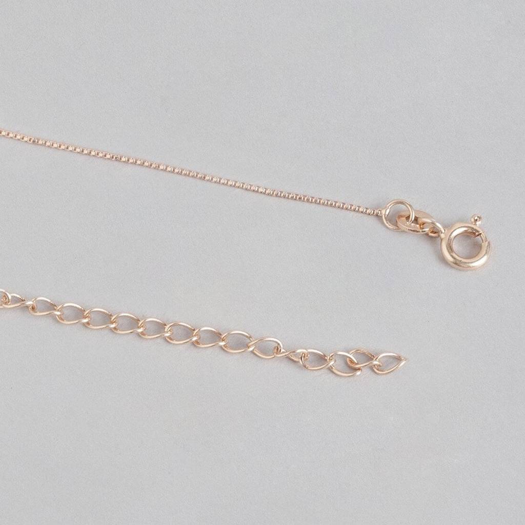 Blush Elegance - Pink Solitaire Rose Gold Plated 925 Silver Necklace : PEN-30024-C
