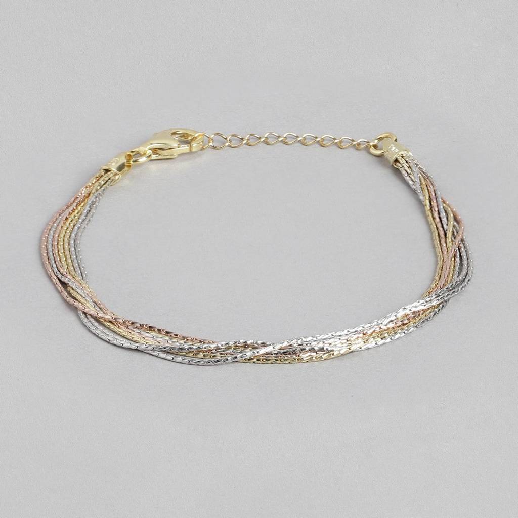 Sevenfold Radiance Triple Tone-Plated 7 Chain 925 Sterling Silver Bracelet : BR-80268-RGRG