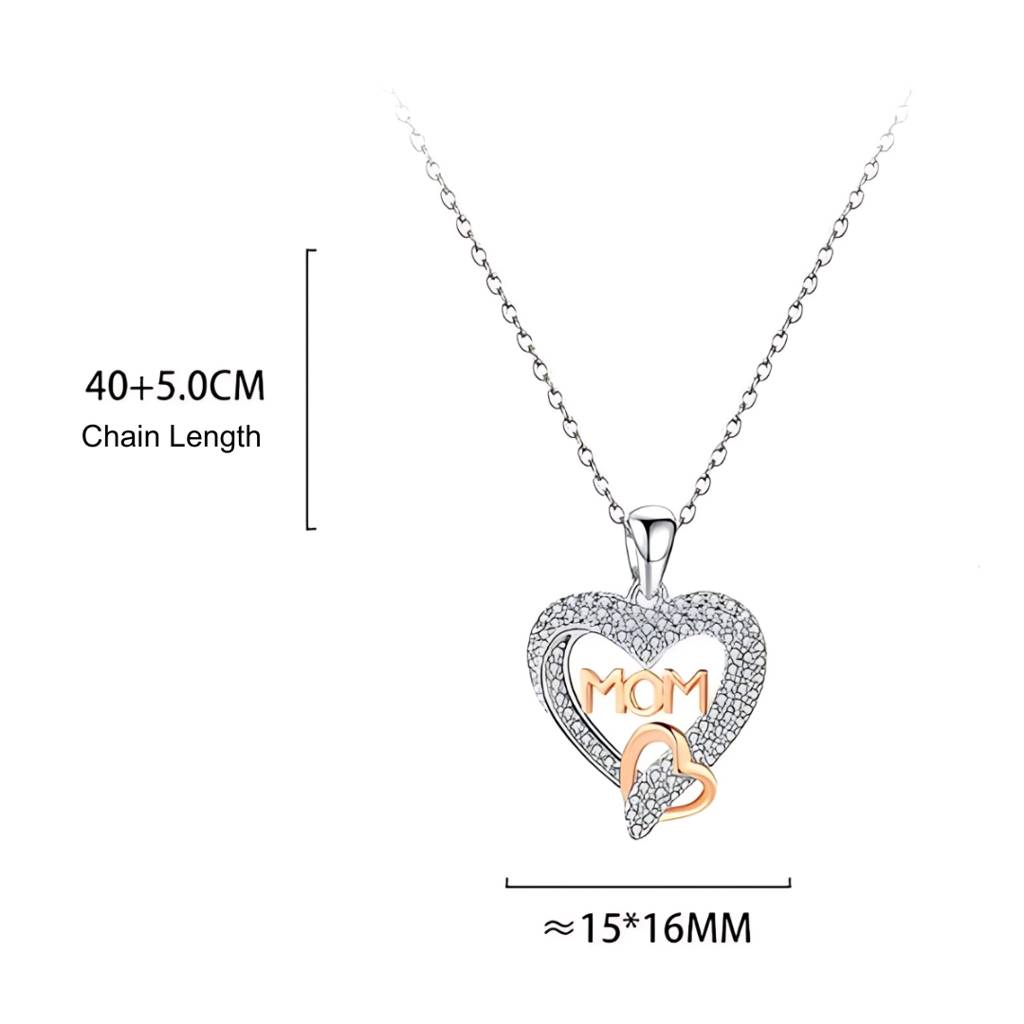 925 Sterling Silver Rosegold Dual Heart Mom Pendant With Chain, Mother'S Day Gift : BRDRPN155