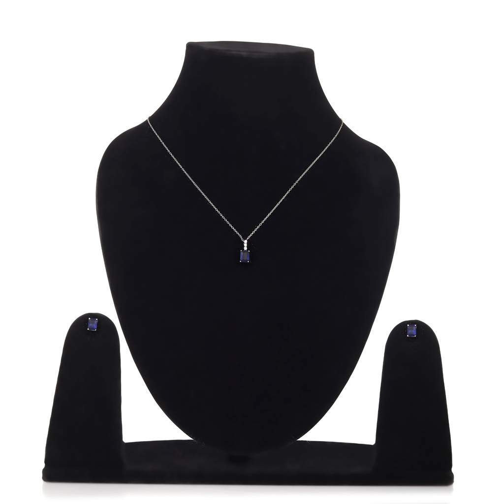 Iski Uski 925 Sterling Silver Mishi Sapphire Pendant Set With Earrings
