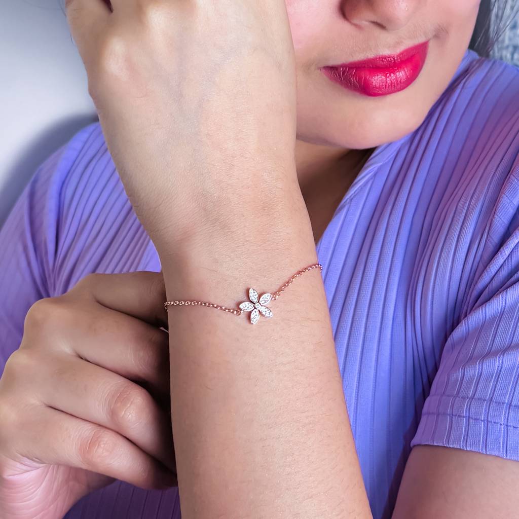 925 Silver Rosegold Blossom Bracelet : IS-BR-CH-1146