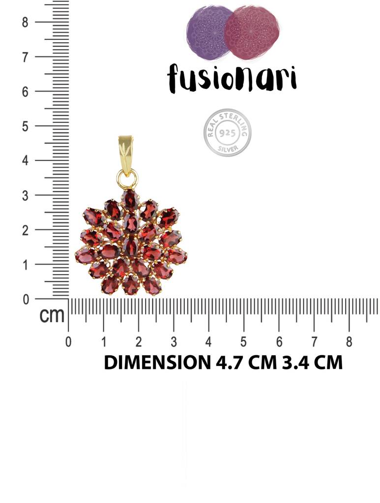 925 Sterling Silver Gold Plated Garnet Pendant With Chain For Women | Gemstone Pendant | Handmade Jewelry | Elegan : FU-040G-C
