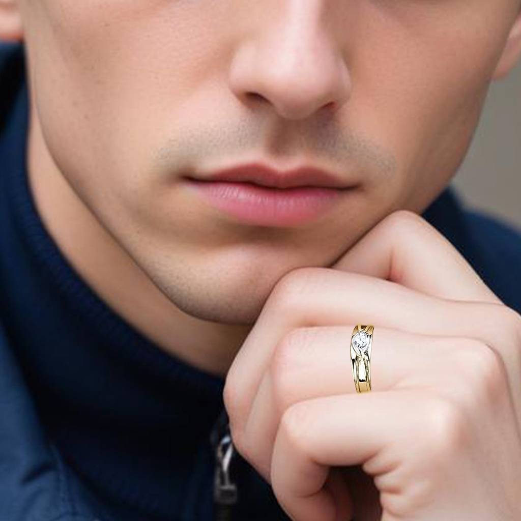 Golden Criss Cross Ring For Him : ZLCPLR-1007-MY