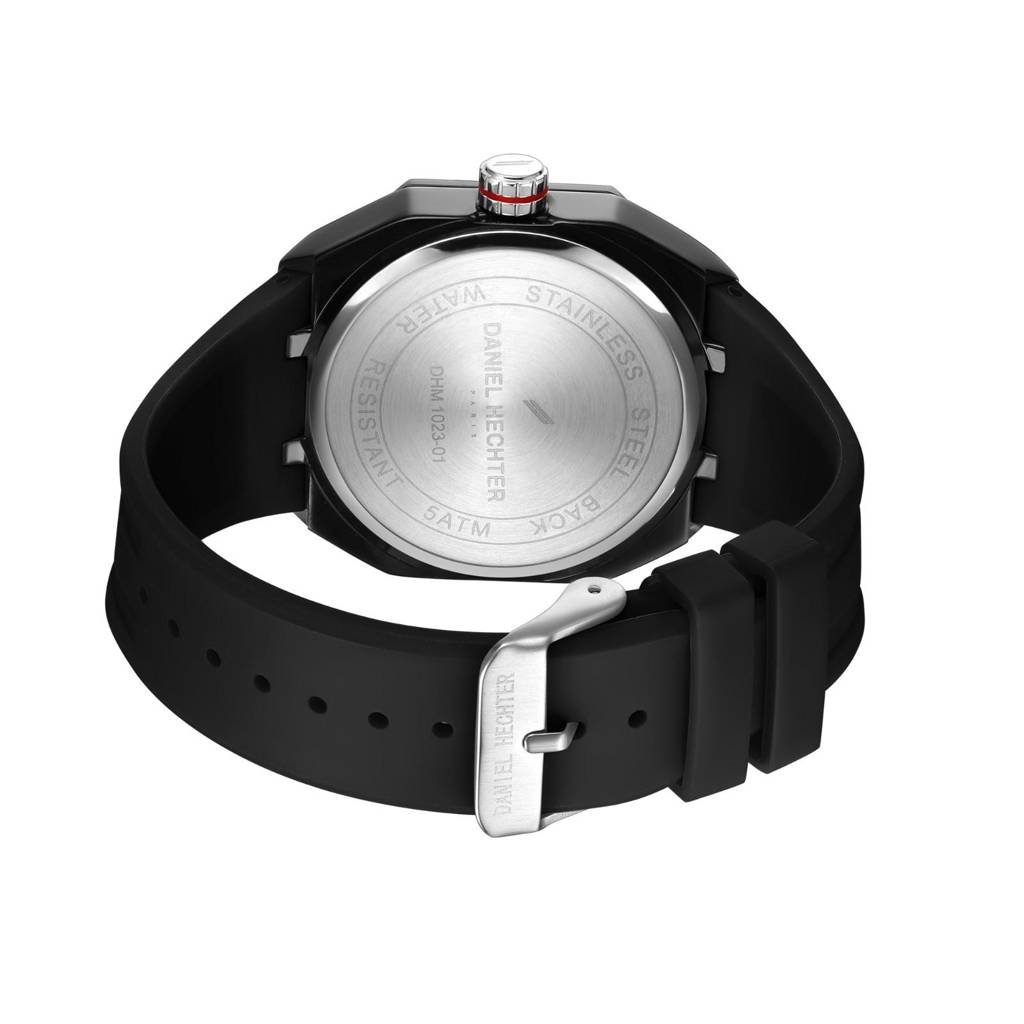 Daniel Hechter Paris Kleber Collection Sporty Multifunction Watch For Men With Checkered Geometric Dial, Day & Da : DHM1023-01