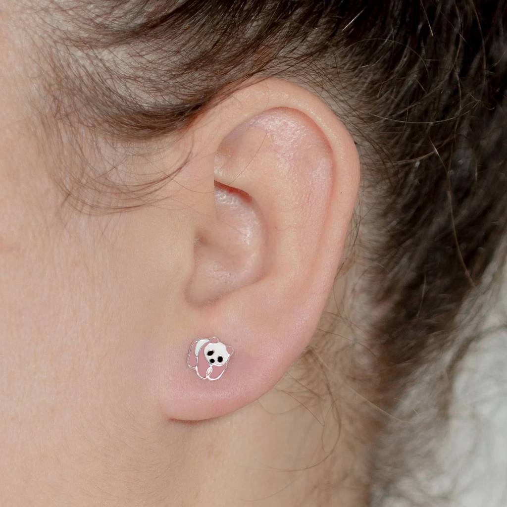 925 Pure Silver Panda Stud Cute Tiny Earrings | : TWP1138
