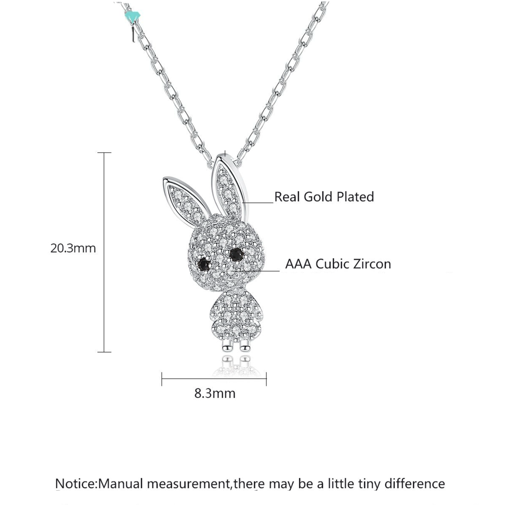 Sparkling Bunny Sterling Silver Zircon Pendant With Free Chain For Kids And Adults : N-2019111546