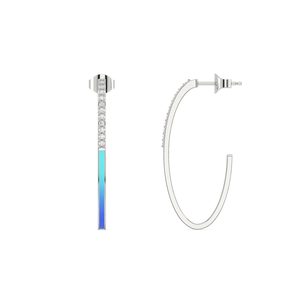 Enamel Horizon - Lab Diamond Hoop Earrings : LLER0113