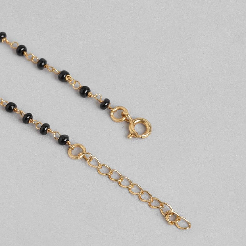 Green Drop Cz With Beaded Chain 925 Sterling Silver Mangalsutra : MGS-10019