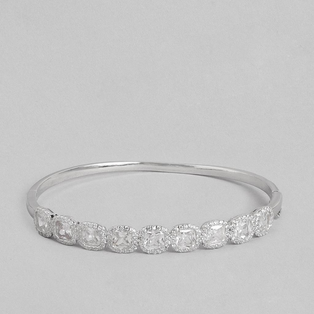 Solitaire Cz Studded 925 Sterling Silver Bracelet : BR-80141