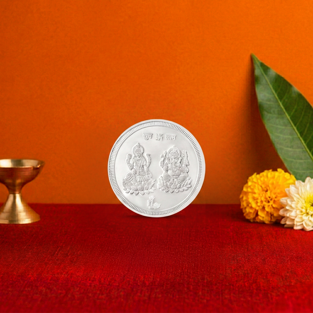 5 Gram 999 Lord Ganesh & Goddess Lakshmi Pure Silver Coin : 04-SSCL