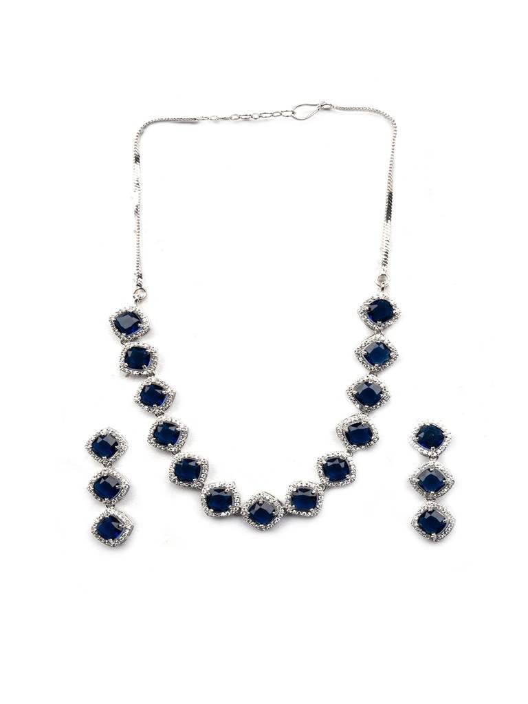 Â Eternal Sparkle:  Ad Sleek Necklace Set : AD132BLUE