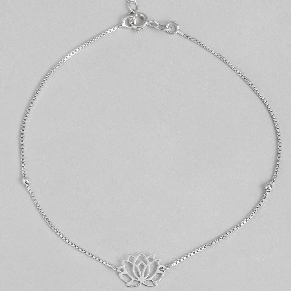 Lotus 925 Sterling Silver Anklets : ANK-60142-PAIR