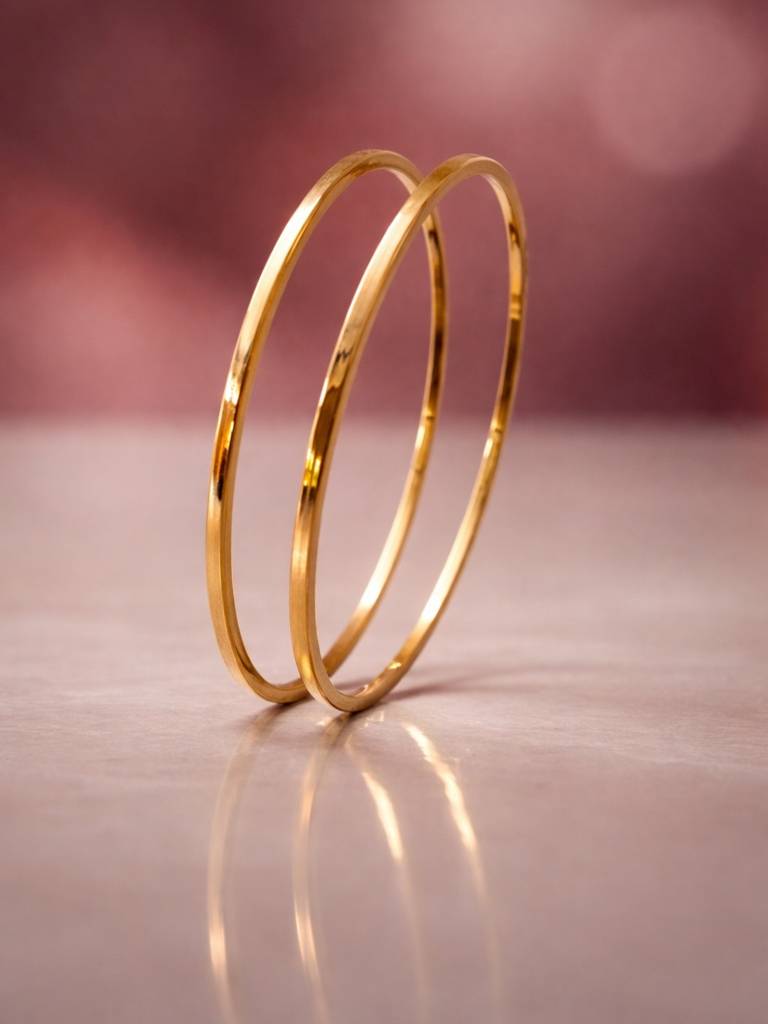 18K Gold Plain Thin Bangle – Anti Tarnish Stackable Bracelet : ATB799PTB