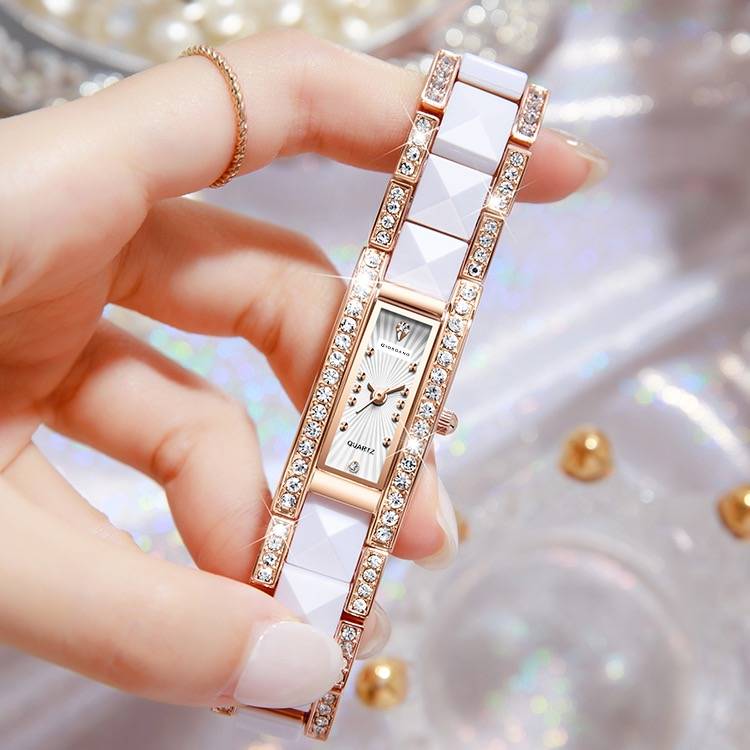 Giordano Luxury Crystal Studded Bracelet Watch For Women - Elegant Rectangular Dial, Quartz Movement And Stainle : GZ-60104-33