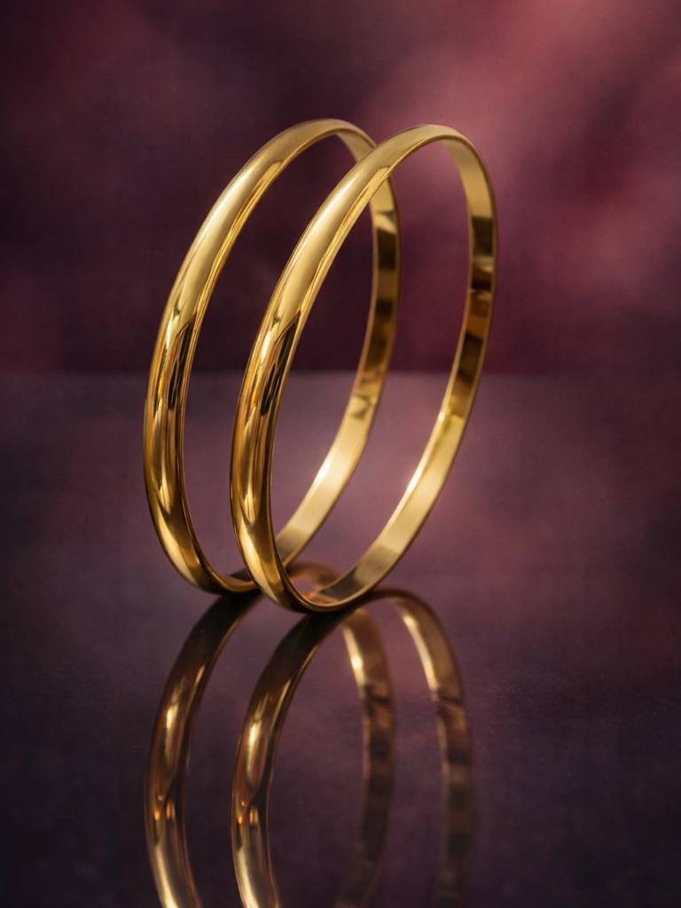 18K Gold Plain Thick Bangle 2'4 – Stainless Steel Kada : ATB798PTB24