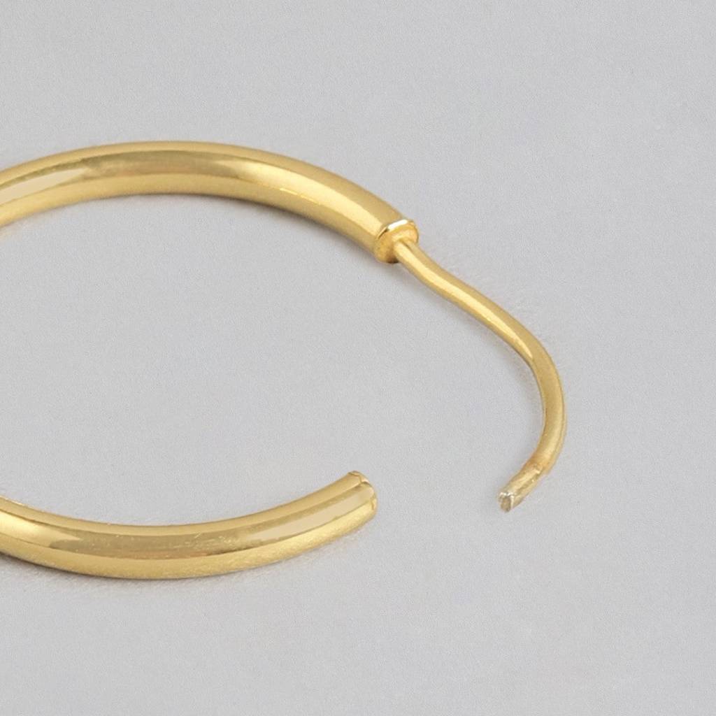 Gold Plated Round 925 Sterling Silver Hoops : EAR-20218