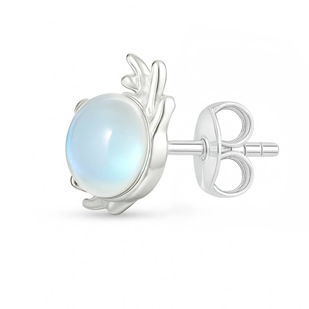Winter Moon Silver Stud Rhodium Plated Earrings : EAR-21025-R
