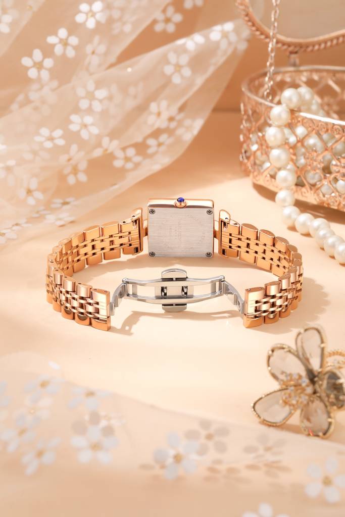 Daniel Hechter Paris Cambon Collection Luxury Watch For Women With Square Dial, Crystal Accents And Stainless Ste : DHW2008-33