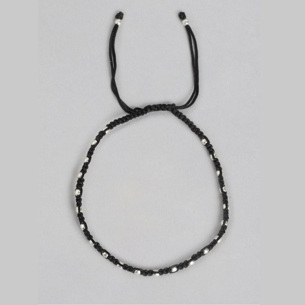 Classic Thread Anklet In 925 Sterling Silver Rhodium Plating In Red Stone : ANK-60209-PAIR
