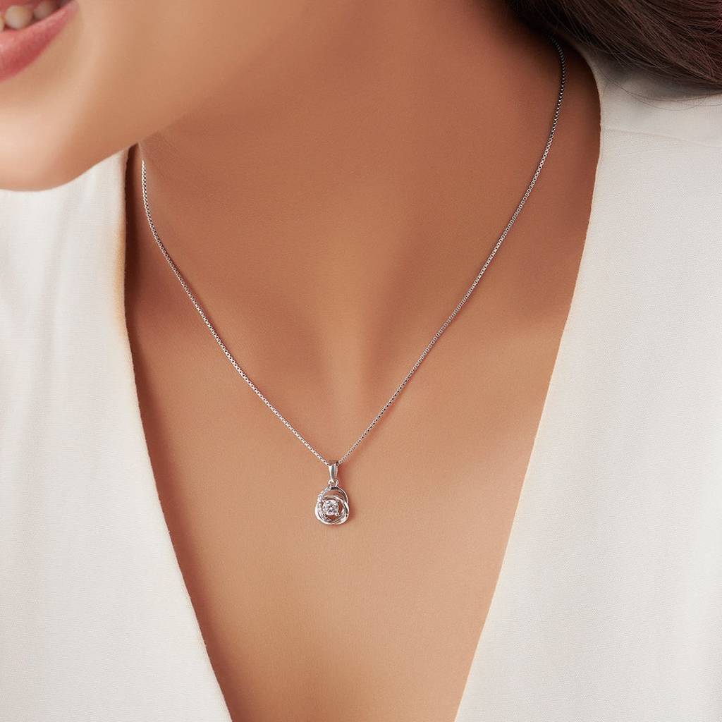 Zavya Love And Bloom X Radiant Reflections 925 Silver Rhodium Plated Pendant With Chain : PEN-30009-C-R-FLoral