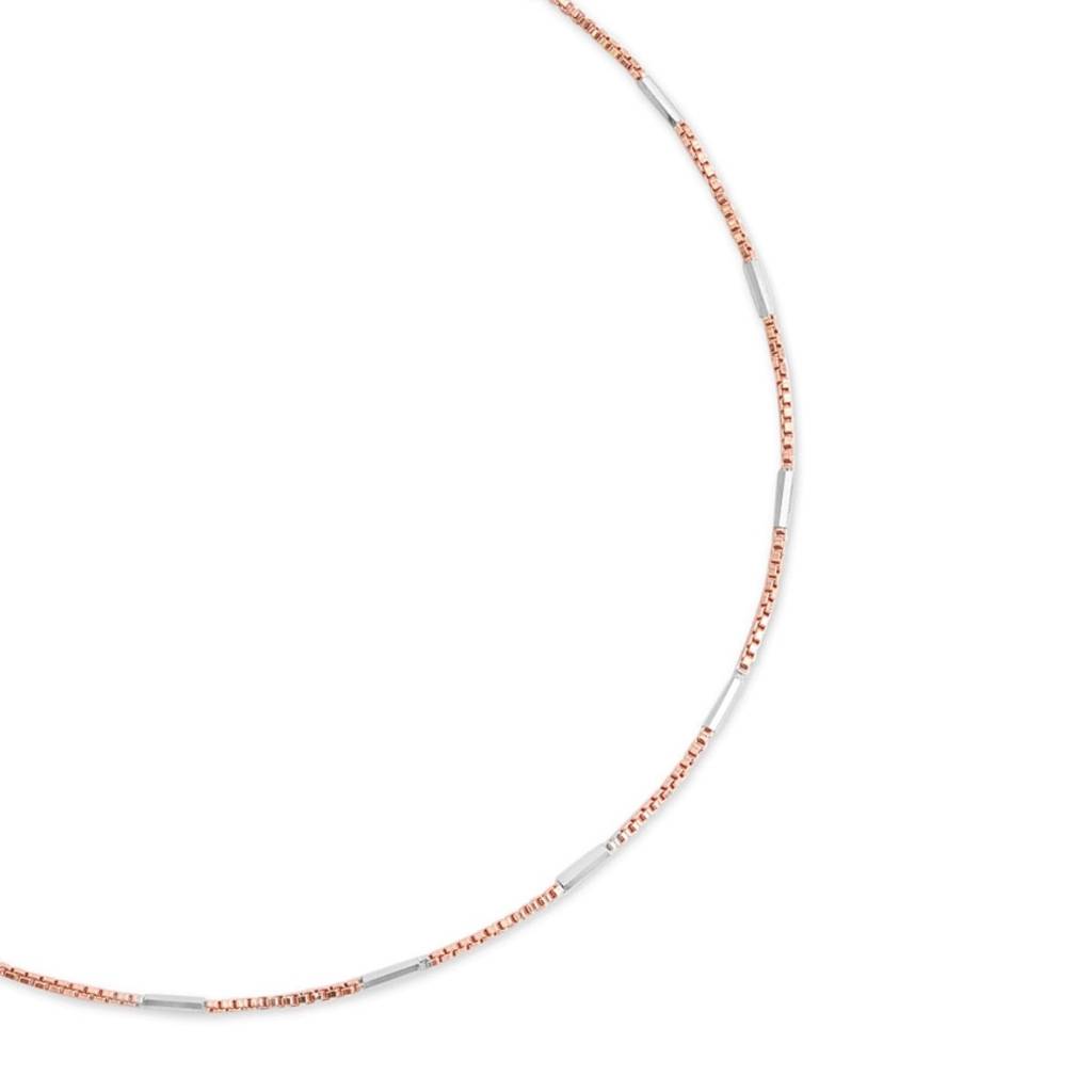 Dual Tone Elegance 925 Sterling Silver Anklet With Box Chain : ANK-60363-PAIR-RRG